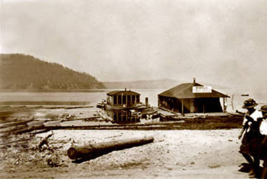 View of Byars boat house in Coolin, Idaho. Donated by Viv Beardmore through Priest Lake Museum.