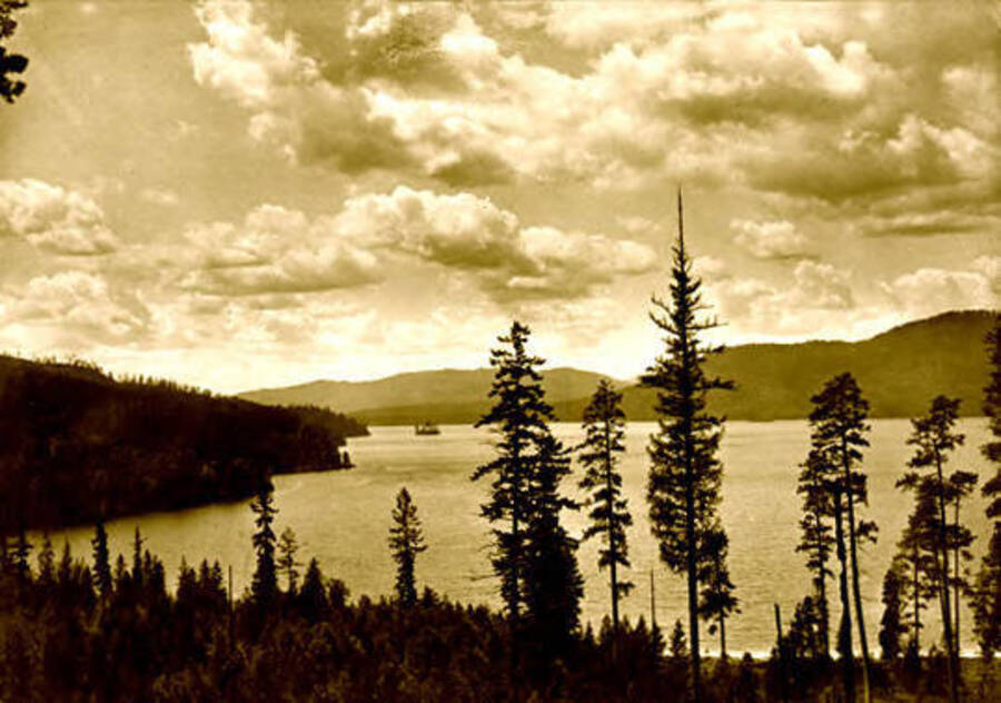 View of Priest Lake, Idaho. Donated by Viv Beardmore through Priest Lake Museum.