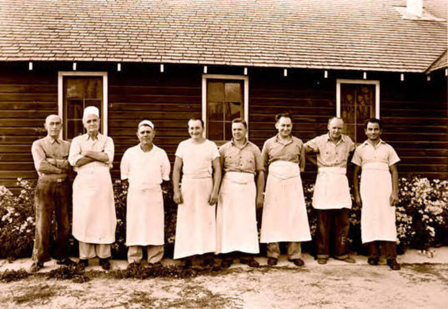 Cooks for German internees (POWs?). Donated by Red Gasterneau through Priest Lake Museum.