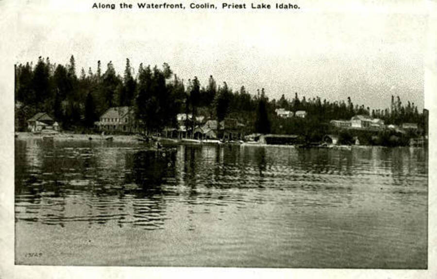 Postcard of the Coolin waterfront. Coolin, Idaho. Donated by Harriet (Klein) Allen via Priest Lake Museum.