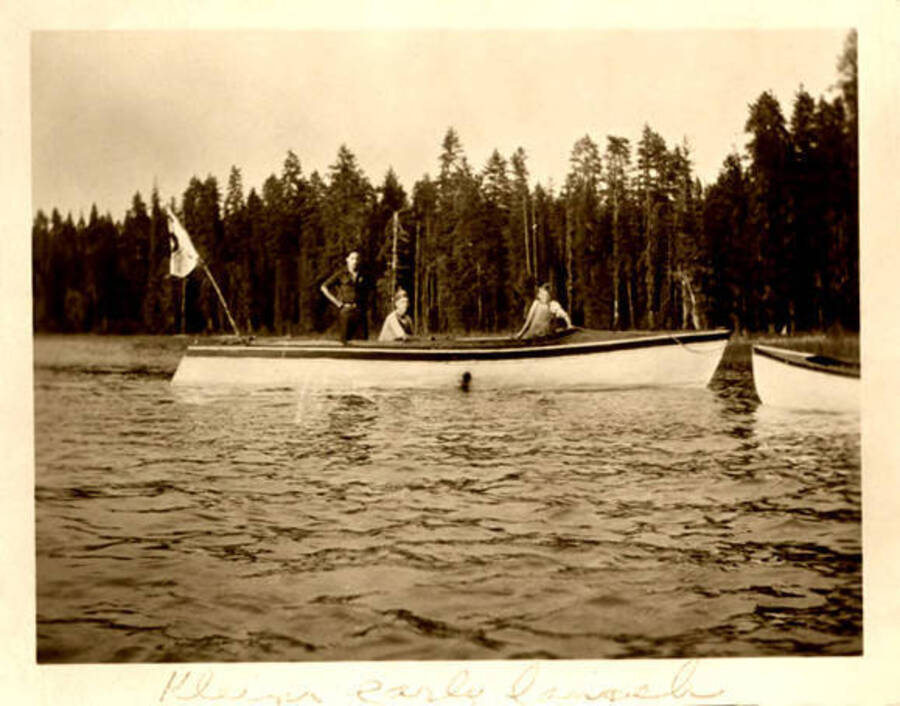 Klein launch at Four Mile Point at Priest Lake, Idaho. Donated by Harriet (Klein) Allen via Priest Lake Museum.