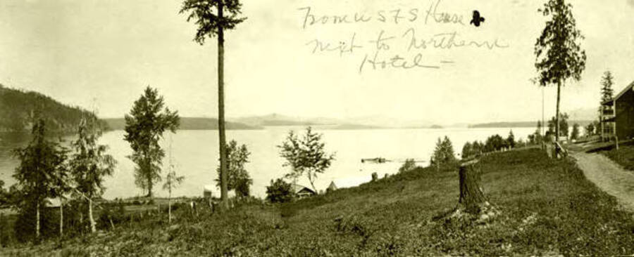 Lake view from forest ranger station in Coolin, Idaho. Donated by Harriet (Klein) Allen via Priest Lake Museum.