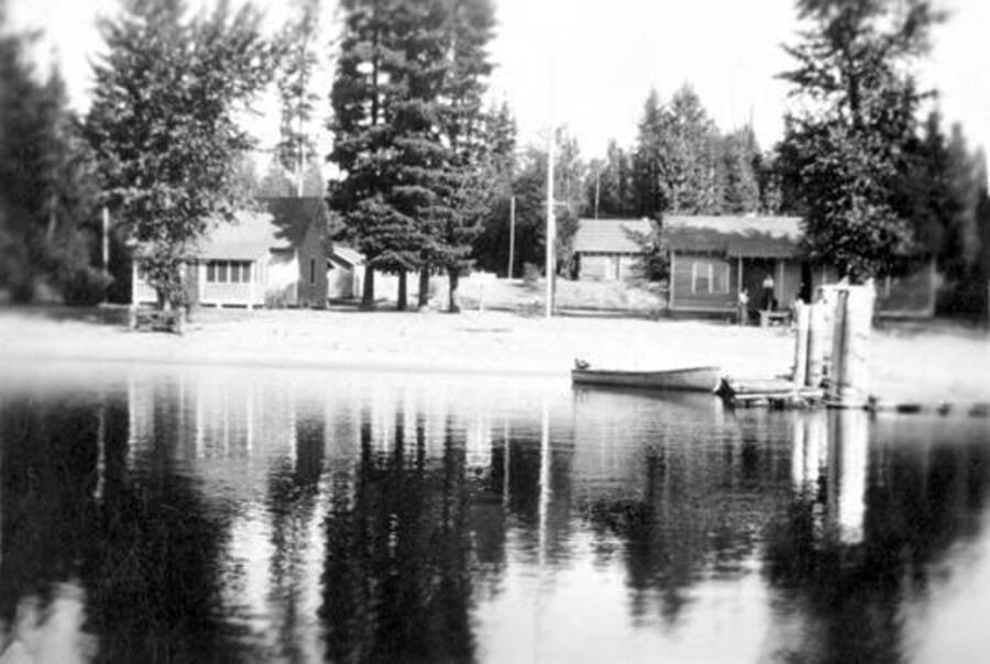 View of Beaver Creek Ranger Station in Priest Lake, Idaho. Donated by H. J. Deiner through Priest Lake Museum.
