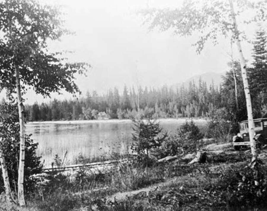 View of Handy homestead at Soldier Creek which flows into Priest Lake, Idaho. Donated by Mary Hunt through Priest Lake Museum.
