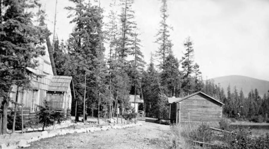 Looking across the front of Grandview Lodge. Priest Lake, Idaho. Donated by Mary Hunt through Priest Lake Museum.