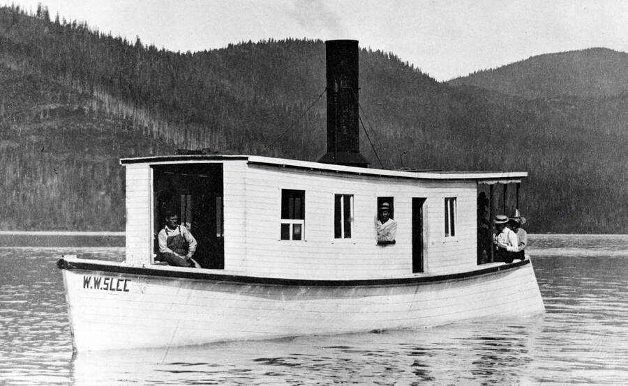 People on the steamboat W. W. Slee on Priest Lake, Idaho. Donated by Marjorie (Paul) Roberts through Priest Lake Museum.
