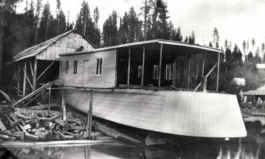 Steamboat W.W. Slee under construction. Donated by Harriet (Klein) Allen through Priest Lake Museum.
