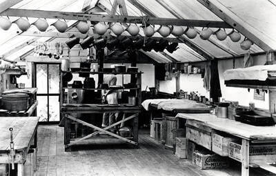 Inside the Blister Rust Control (BRC) camp kitchen.