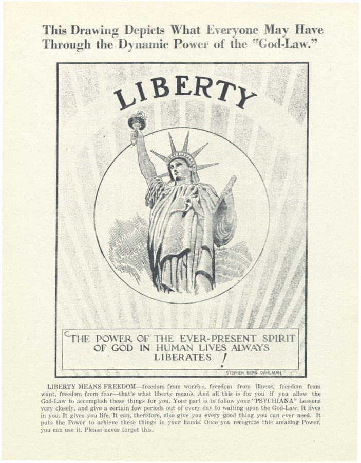 A flyer featuring an illustration of the Statue of Liberty.