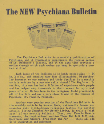 The NEW Psychiana Bulletin