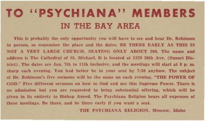 Front and back of a postcard letting students know of a Pacific Coast Conference to be held in Los Angeles. RSVP.