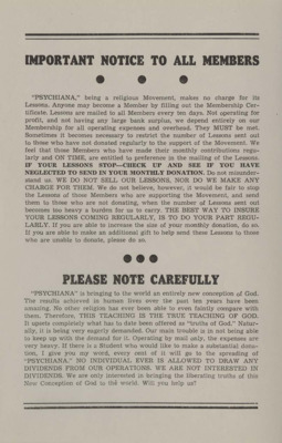 A form letter from Frank B. Robinson asks members to meet their monetary commitment for the movement.