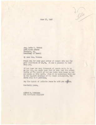 Student Correspondence 1948, T