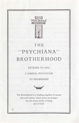 The 'Psychiana' Brotherhood Extends to You a Cordial Invitation to Membership