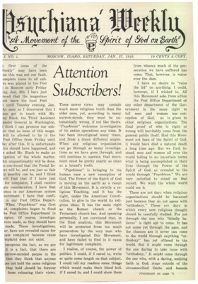 Psychiana Weekly - Jan. 27, 1940