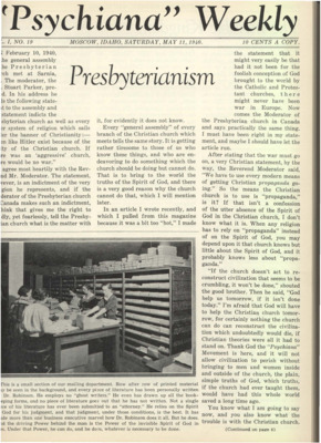 Psychiana Weekly - May 11, 1940