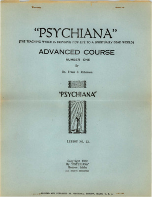 Psychiana (The New Psychological Religion) - Advanced Course Number One - Lesson No. 12