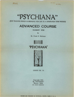 Psychiana (The New Psychological Religion) - Advanced Course Number One - Lesson No. 18
