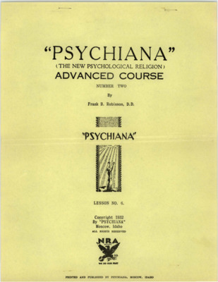 Psychiana (The New Psychological Religion) - Advanced Course Number Two - Lesson No. 6