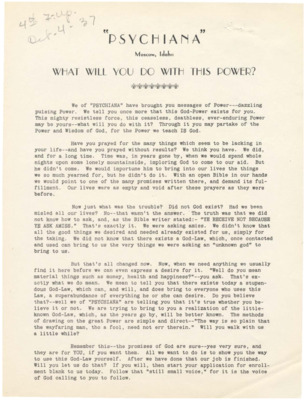 Packet includes a form letter from Frank B. Robinson, a testimonial letter, an application for enrollment, a flyer offering help from Frank B. Robinson, and a flyer with another testimonial letter.