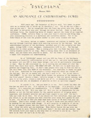 Packet includes a form letter, two flyers featuring testimonial letters, an application card, and a flyer with a newspaper clipping.