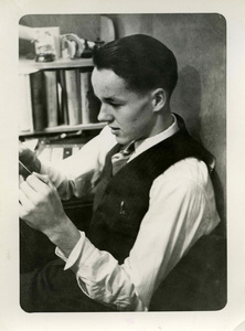 Harl Aldrich was a Spokane resident who lived in the Idaho Club. The caption on back states that he has interest in a woman named Elizabeth "Betty" Ann Woesner.