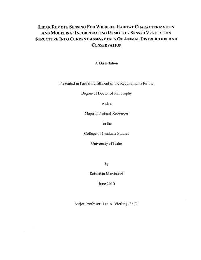 Dissertation  by Sabastian Martinuzzi concerning Remote Sensing, Wildlife and other subjects