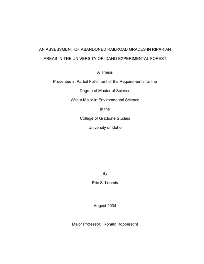 Thesis by Eric Loomis concerning Monitoring, Rangeland Management and other subjects