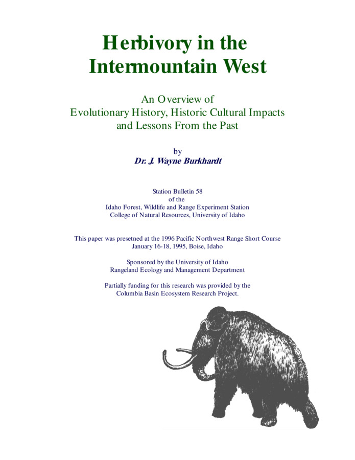 Book by Wayne Burkhardt concerning Herbivory, Grazing, Rangeland Management, Livestock, Wildlife and other subjects
