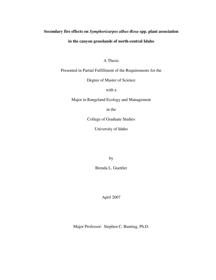 Thesis by Brenda Guettler concerning Plant Communities, Fire, Ecology and other subjects