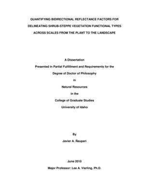 Dissertation by Javier Naupari concerning Remote Sensing, Ecology and other subjects