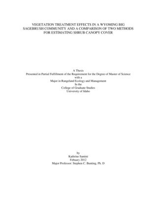 Thesis by Katie Santini concerning Monitoring, Plant Communities and other subjects