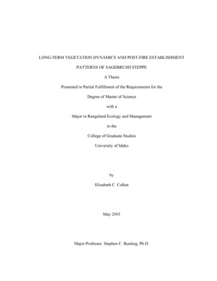 Thesis by Elizabeth Colket concerning Fire, Plant Communities, Monitoring and other subjects