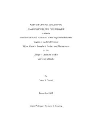 Thesis by Curtis Yanish concerning Fire, Ecology, Monitoring and other subjects