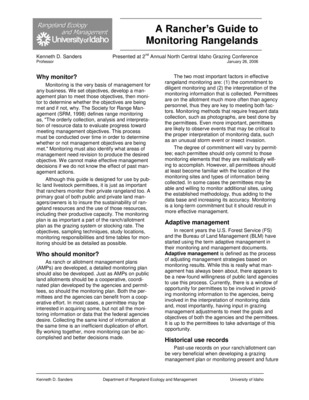 Report by Kenneth Sanders concerning Monitoring, Rangeland Management and other subjects