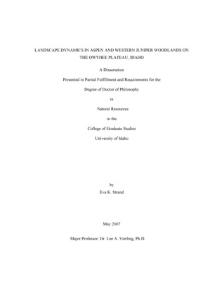 Dissertation by Eva Strand concerning Remote Sensing, Plant Communities, Fire and other subjects