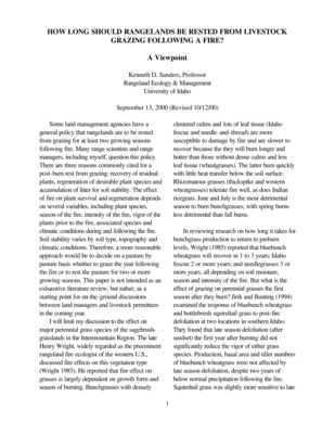 Report by Kenneth Sanders concerning Rangeland Management, Fire, Grazing and other subjects