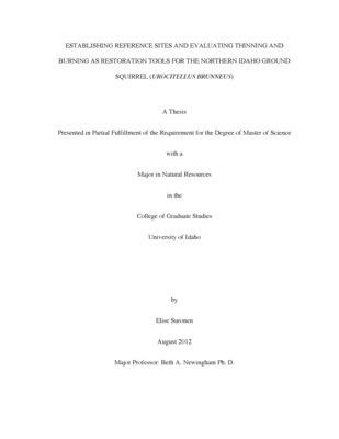 Thesis by Elise Suronen concerning Restoration, Fire, Wildlife and other subjects