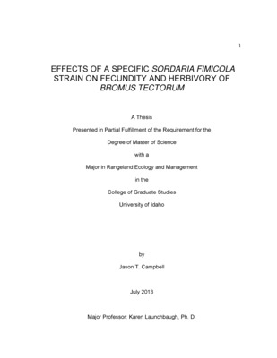Thesis by Jason Campbell concerning Invasive Plants, Ecology and other subjects