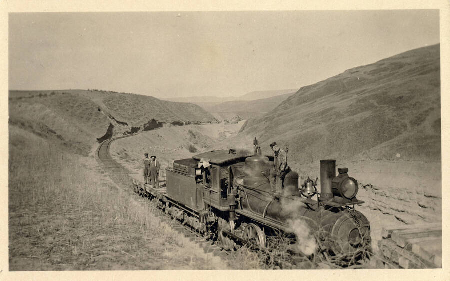 A postcard of Locomotive #1, printed by Thatcher & Kling, distributed at Lewiston's Kodak Store