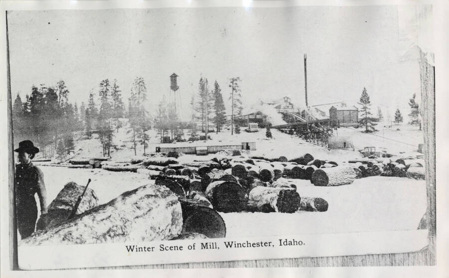 Scene of winter at the Winchester mill in Idaho.