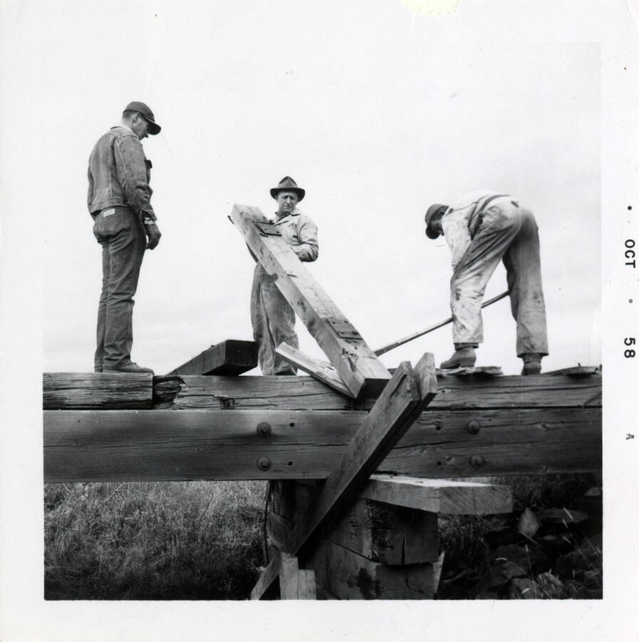 A photograph of railroad workers in the process of building a new railroad line.