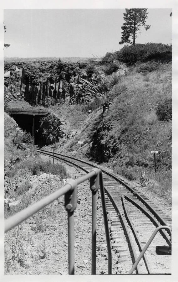Approach to Tunnel No. 5 near the top of the grade out of Lapwai Canyon as seen from UP GPg No. 246 on the Grangeville Local.