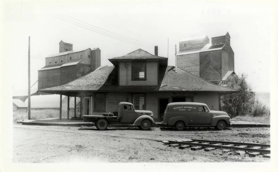 A photograph of the NezPerce & Idaho depot, where the general offices and headquarters for the railroad are held.