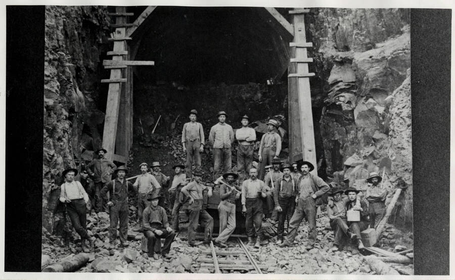 Tunnel construction and crew from Grangeville Line