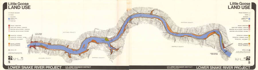 A detailed map of the U.S. Army Engineer Districts' plans and execution of the Lower Snake River Project