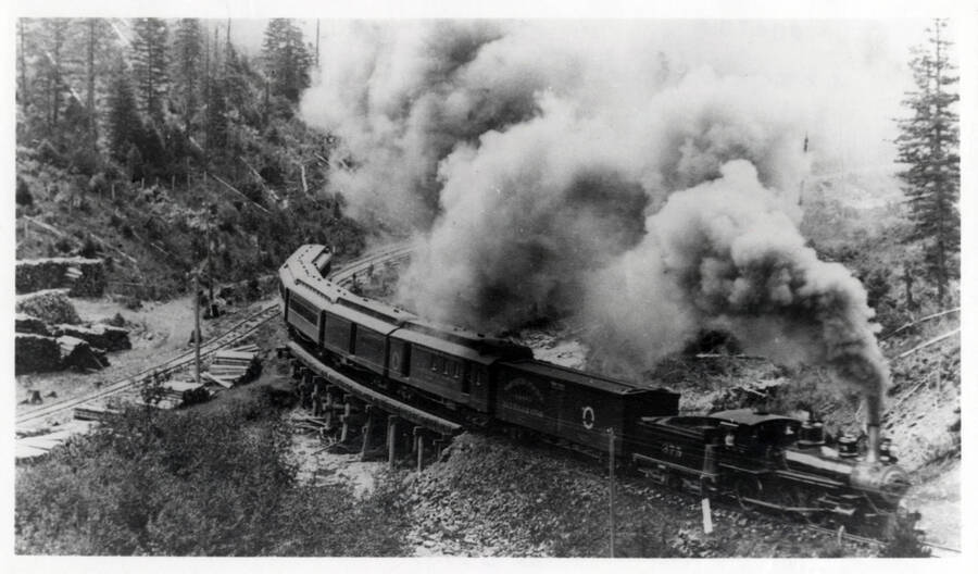 Northern Pacific Train Engine 375, carrying Train #10, located near Troy, ID.