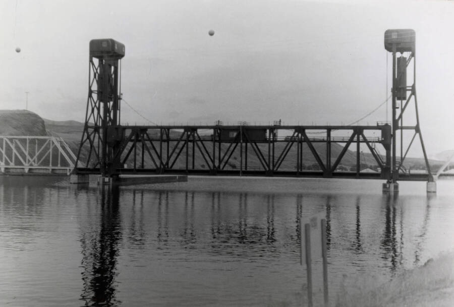 A bridge in Lewiston on the Camas Prairie Railroad, rebuilt by Army Engineers when the river was raised in Lewiston.