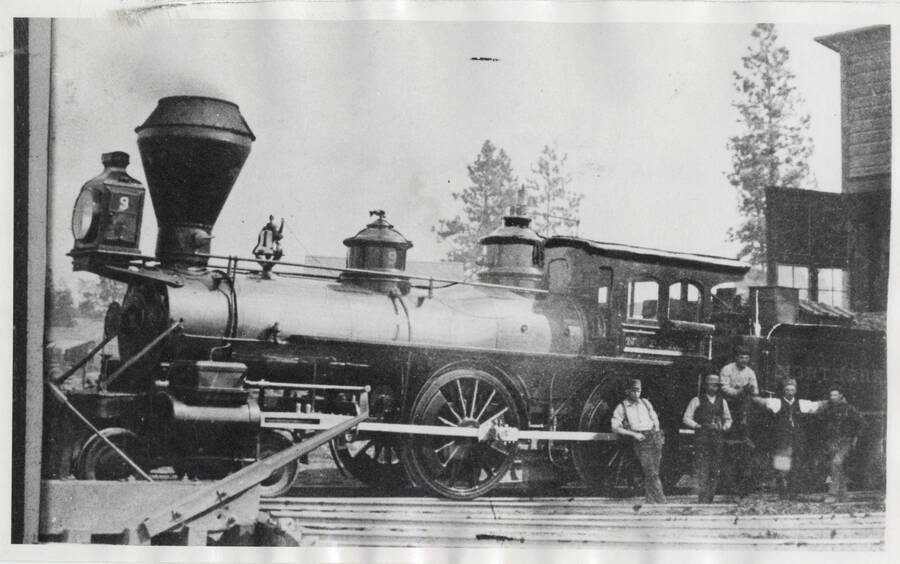 Northern Pacific locomotive No. 9 at Spokane Falls.
