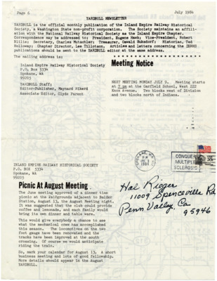 Yardbull Newsletter July 1984